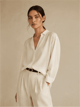 Isla Linen Blouse — Natural Ivory