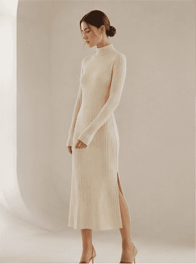 Amara Soft Knit Dress — Cream